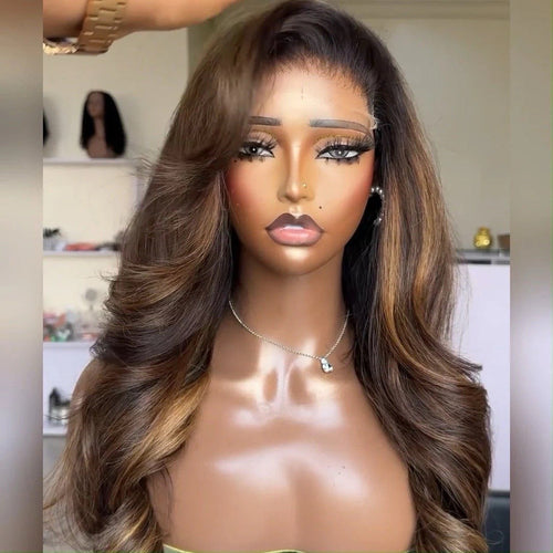 Chic Luxe Hair Dark Brown Body Wave With Curtain Layered Cut Glueless 6×5 Pre-Cut Lace Wig | 100% Human Hair