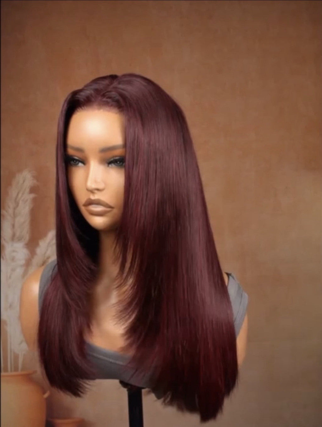 Chic Luxe Hair Glueless Layered Cut Bone Straight Dark 99J HD Lace Wig | 100% Human Hair