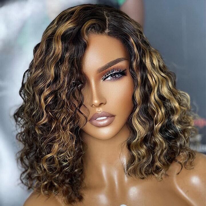 Chic Luxe Hair Glueless Lace Front Highlight Honey Blonde Short Wig | 100% Human Hair