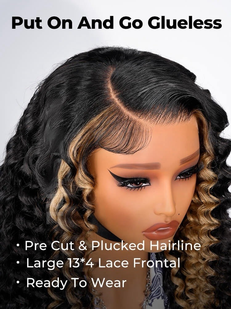Chic Luxe Hair Pre Everything Side Part Highlight Deep Wave 13x4 Lace Glueless Wig | 100% Human Hair | 250% Density