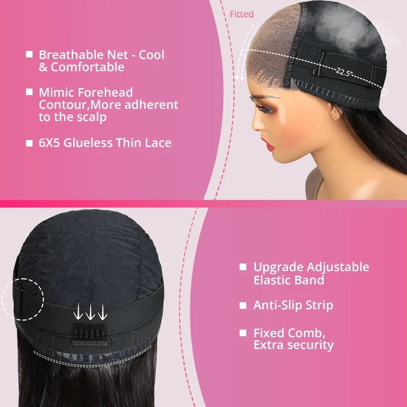 Chic Luxe Hair Layered Cut Glueless Lace Front Straight Wear And Go Short Wig | 100% Human Hair