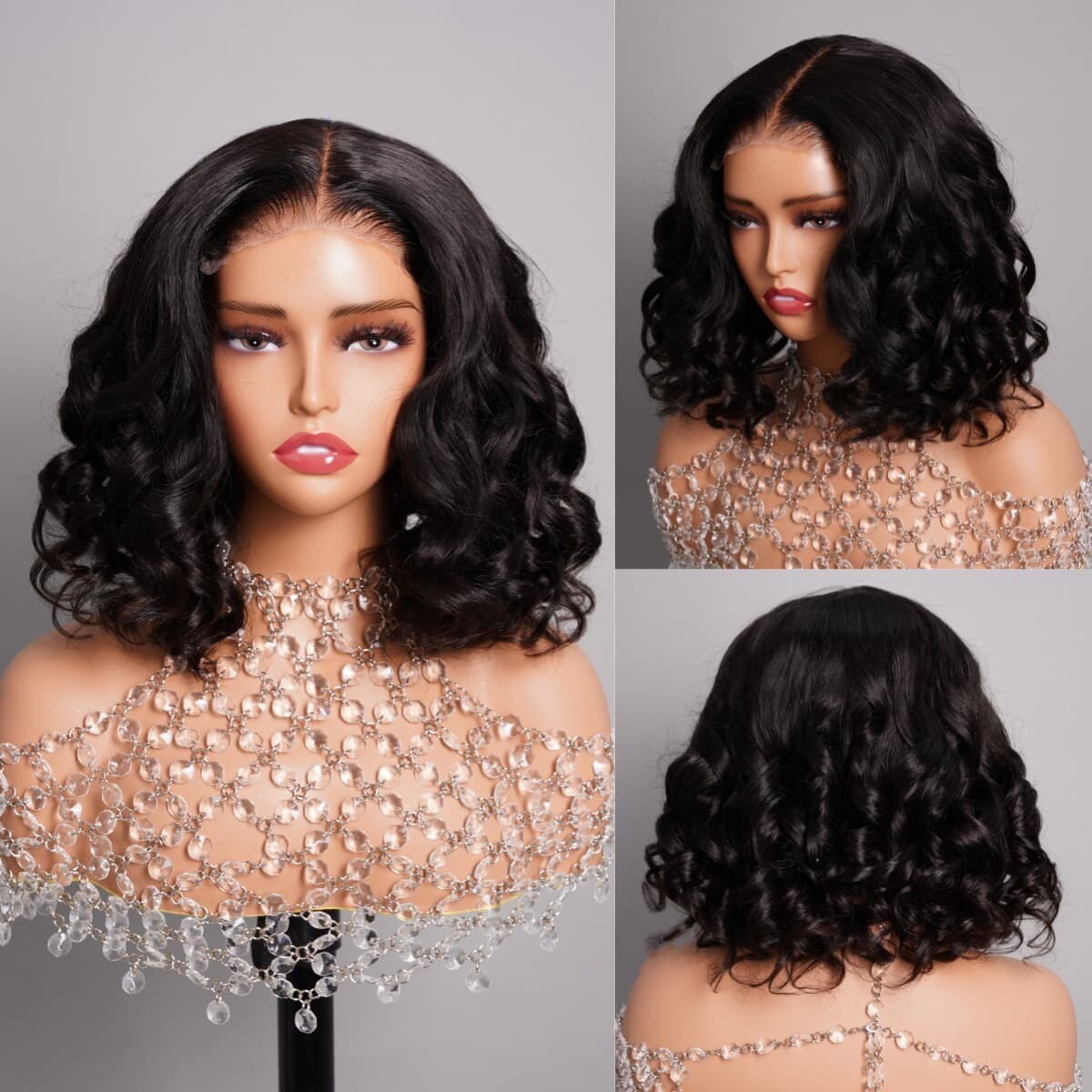 Chic Luxe Hair Full Glueless Wear & Go Curly Lace Front Short Bob Wig | 250% Density | 100% Human Hair