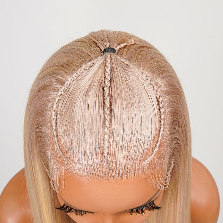 ChicLuxe Hair 100% Human Hair | Straight | Long Hair | Frontal 13*6 Invisible Transparent Lace | Blonde | 250% Density | Glueless Pre-Styled And Pre Braided | Pre-Plucked Hairline | Wear Go Wig