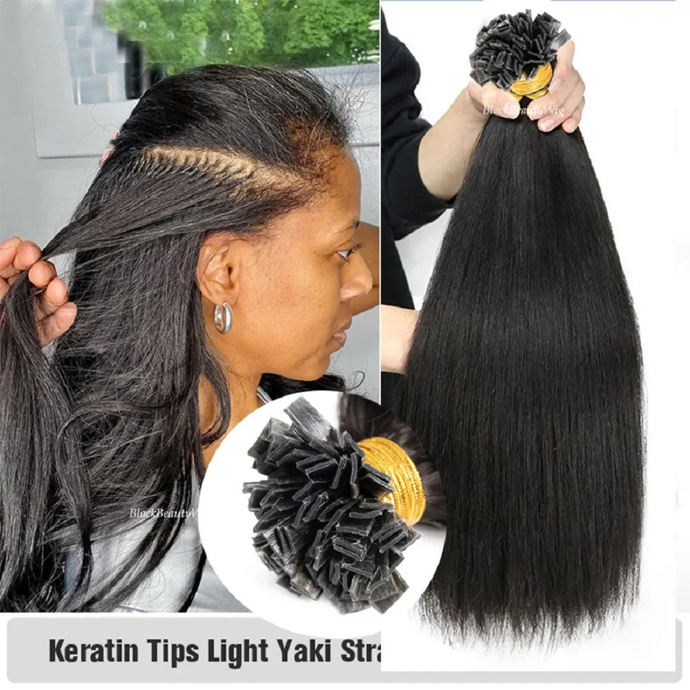Flat Tip Yaki Human Hair Pre Bonded Keratin Fusion K Tip