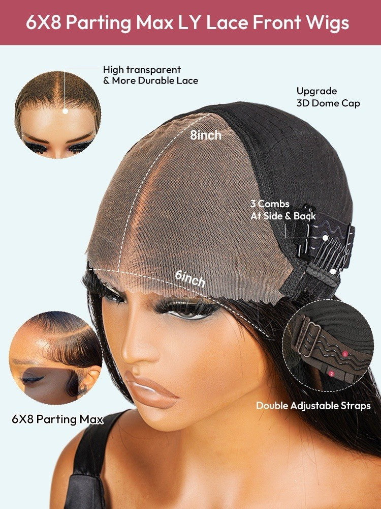 Chic Luxe Hair Ready To Go Bleached Pre-Cut Lace Side Part Wavy Layer Cut Wig | 100% Human Hair | 250% Density