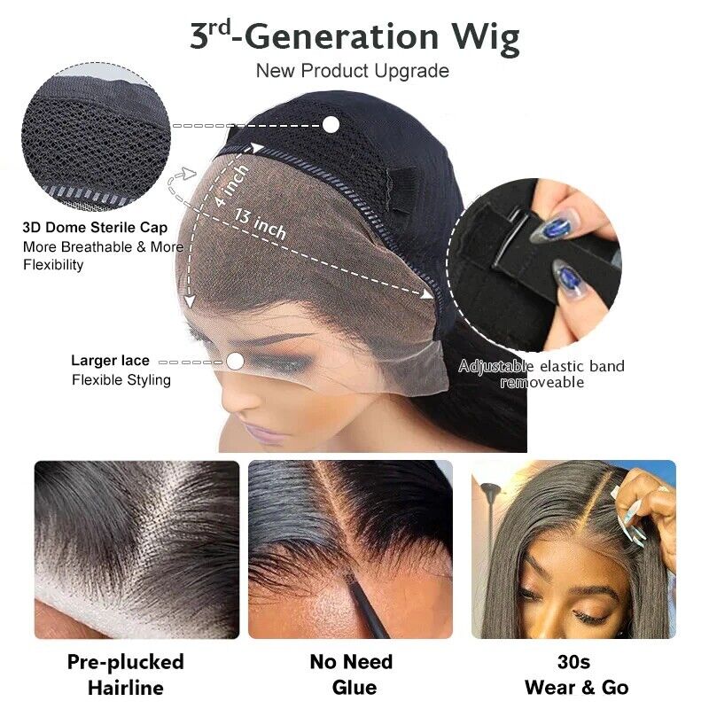 Human Hair Wigs Women Glueless Curly Wear and Go Lace Front Short Wig