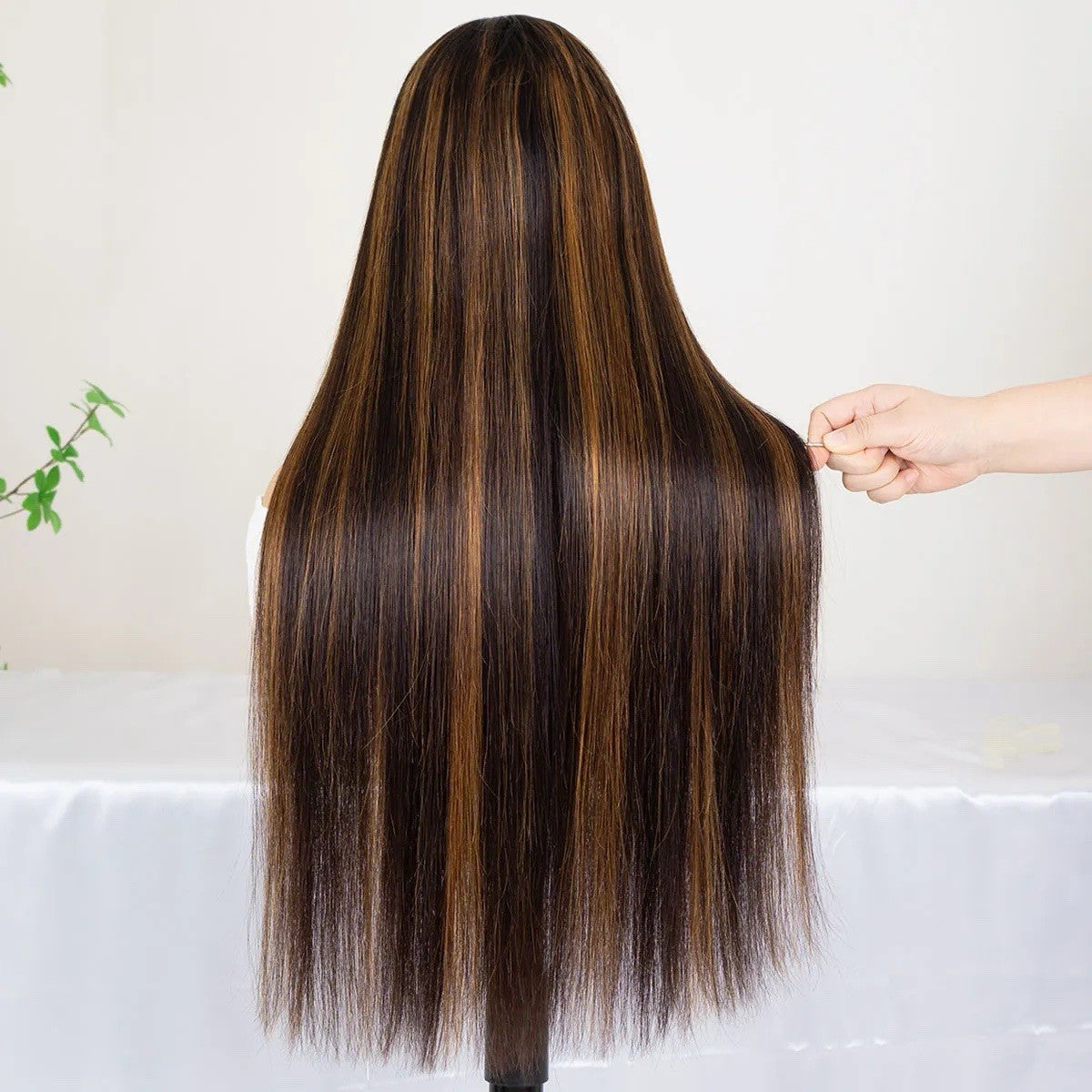 Chic Luxe Hair Highlight Straight Hair Honey Brown 6×5 Glueless HD Lace Front Wig | 100% Human Hair | 250% Density
