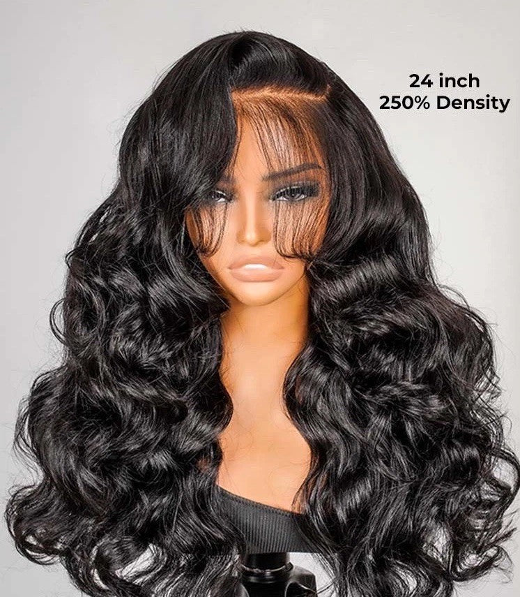 Chic Luxe Hair Glueless Salon Style Bouncy Wavy Frontal Side Part Ready To Go Wig | 100% Human Hair