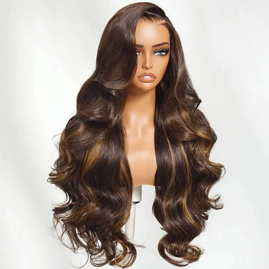 Chic Luxe Hair Highlight Wavy Hair Honey Brown 6×5 Glueless HD Lace Front Wig | 100% Human Hair | 250% Density