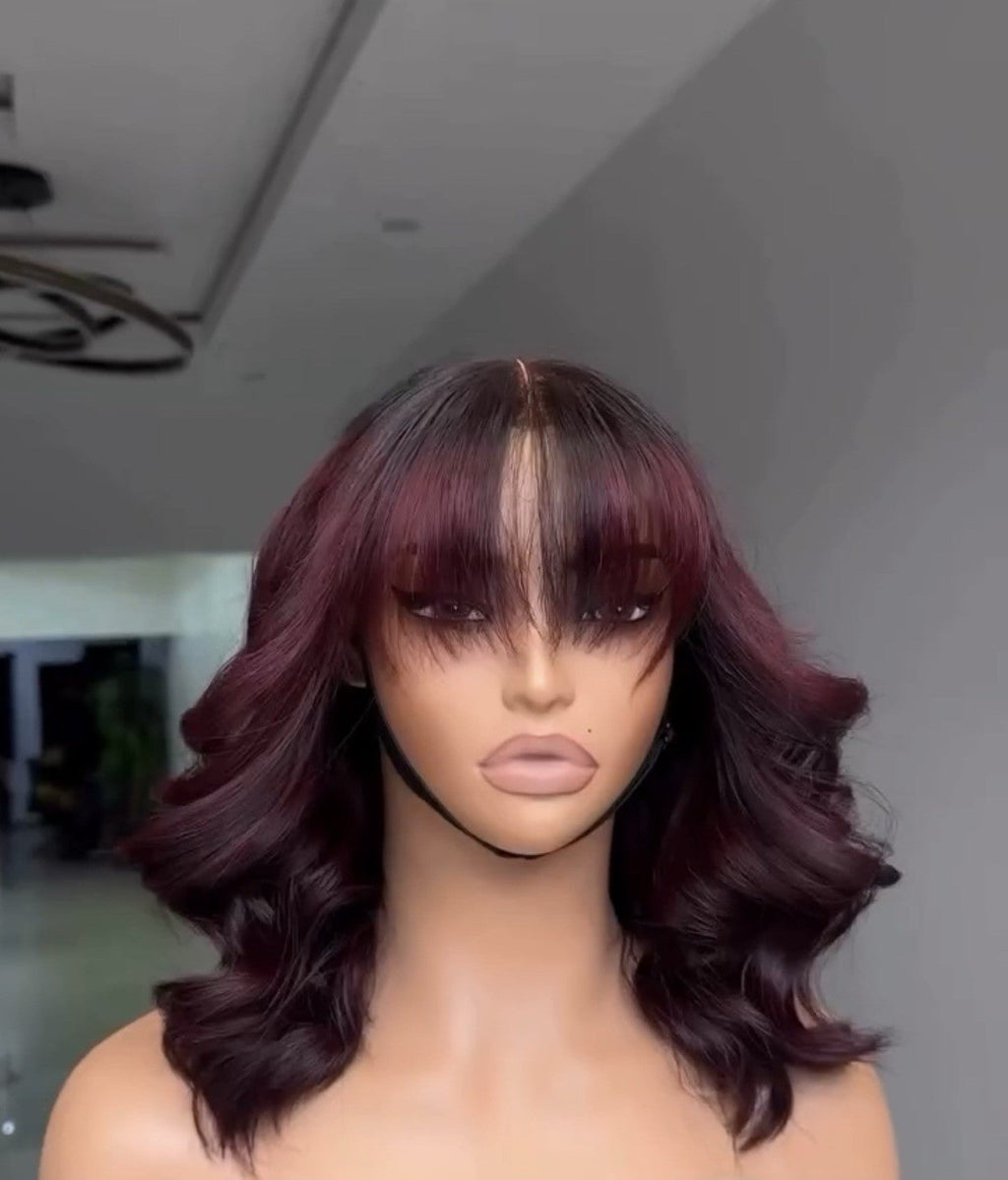 Chic Luxe Hair Vietnamese SDD Lace Front Wavy Glueless Fringe Bob Wig | 100% Vietnamese Hair | 250% Density