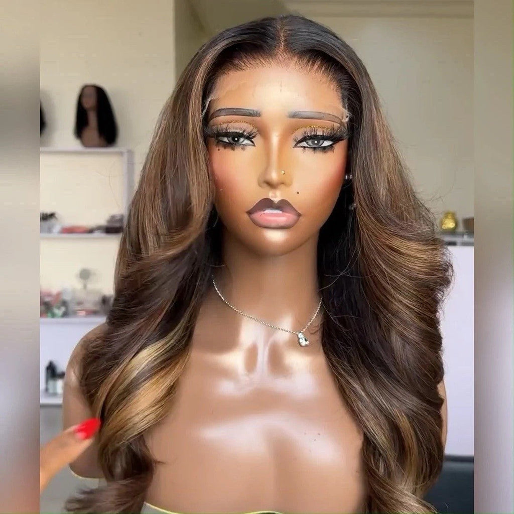 Chic Luxe Hair Dark Brown Body Wave With Curtain Layered Cut Glueless 6×5 Pre-Cut Lace Wig | 100% Human Hair
