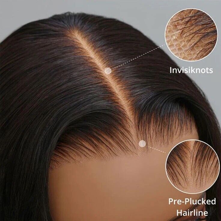 Super Double Drawn Human Hair Glueless Lace Front Straight Wear And Go Dark Purple Wig