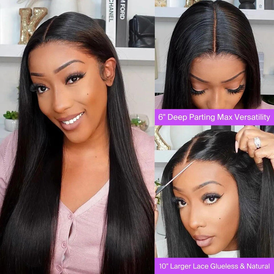 Chic Luxe Hair Glueless Pre-Cut Lace Front Wear Go Straight Long Wig | 100% Human Hair
