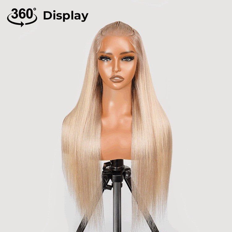ChicLuxe Hair 100% Human Hair | Straight | Long Hair | Frontal 13*6 Invisible Transparent Lace | Blonde | 250% Density | Glueless Pre-Styled And Pre Braided | Pre-Plucked Hairline | Wear Go Wig
