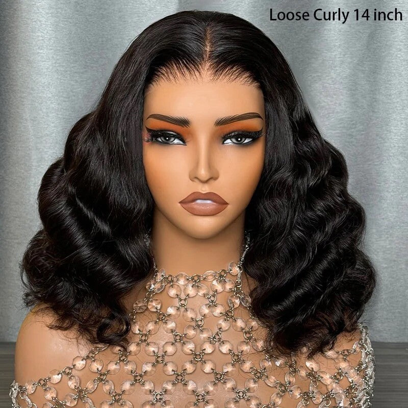 Chic Luxe Hair Full Glueless Wear & Go Curly Lace Front Short Bob Wig | 250% Density | 100% Human Hair
