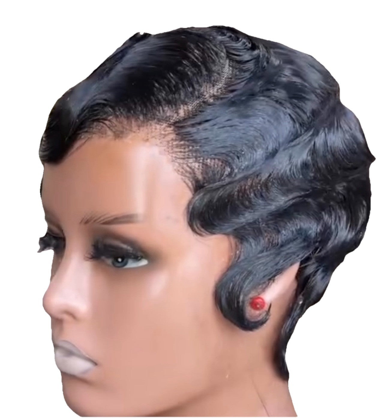 Chic Luxe Hair Pixie Cut Finger Wavy Pre-Styled Short Wig | 100% Human Hair