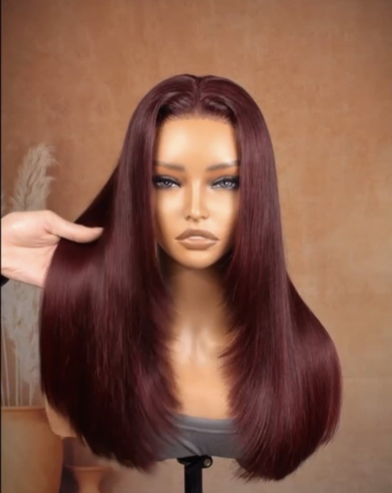 Chic Luxe Hair Glueless Layered Cut Bone Straight Dark 99J HD Lace Wig | 100% Human Hair