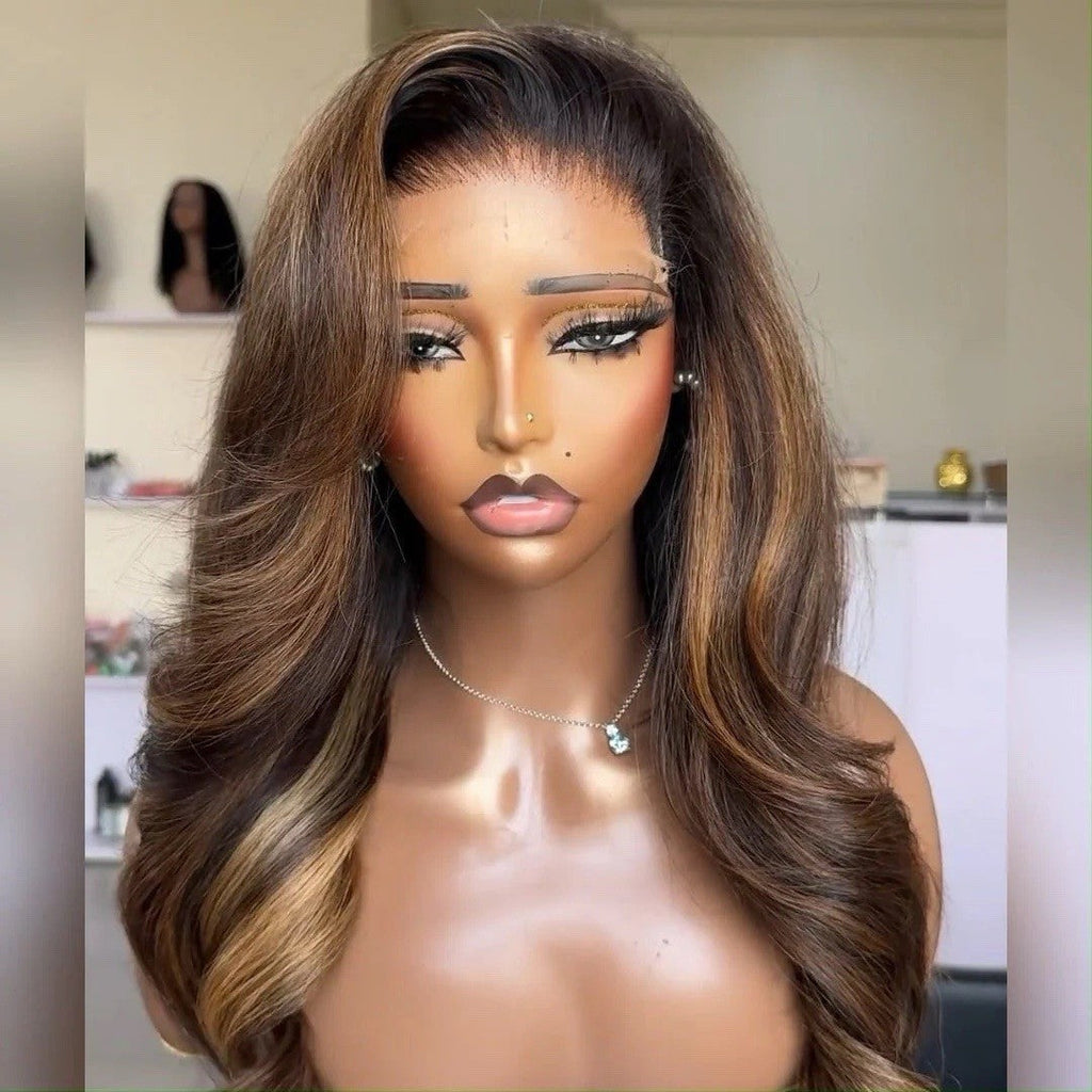 Chic Luxe Hair Dark Brown Body Wave With Curtain Layered Cut Glueless 6×5 Pre-Cut Lace Wig | 100% Human Hair