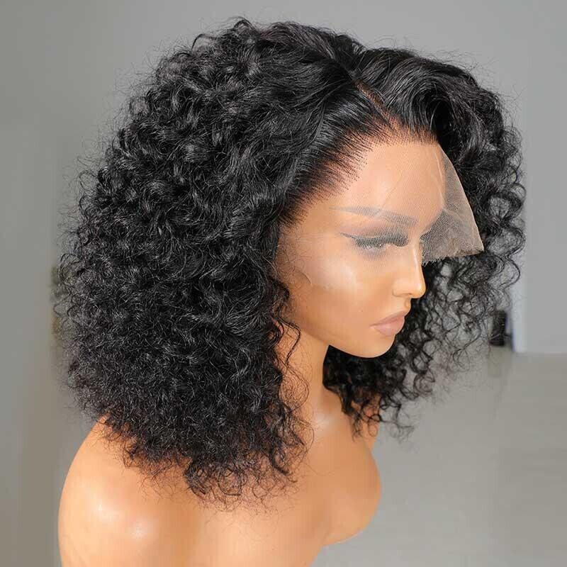 Human Hair Wigs Women Glueless Curly Wear and Go Lace Front Short Wig