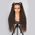 ChicLuxe Hair 100% Human Hair | Crimp Wave | Long Hair | Frontal 13*6 Invisible Transparent Lace | Chestnut Brown | 250% Density | Glueless Pre-Styled And Pre Braided | Pre-Plucked Hairline | Wear Go Wig