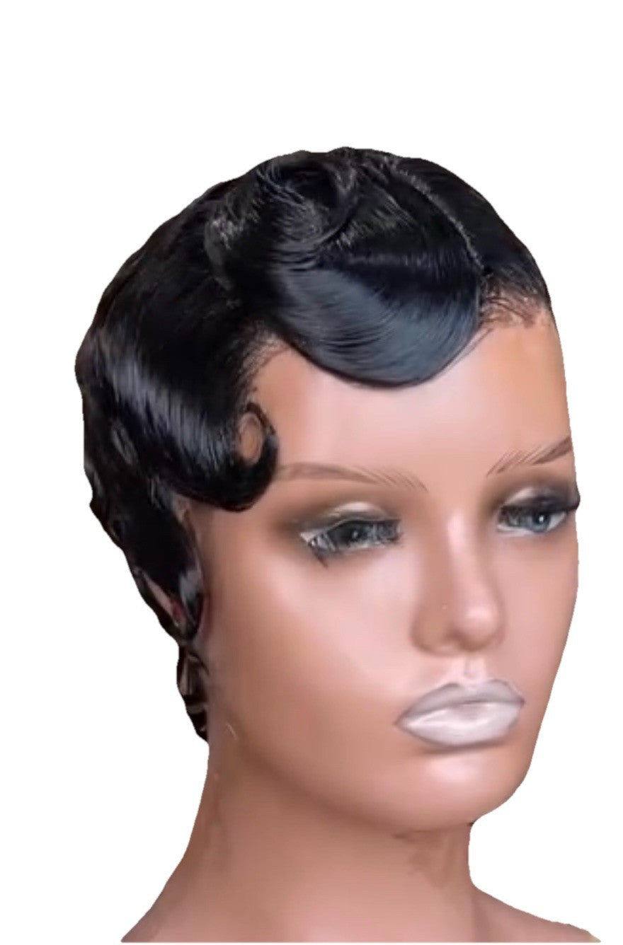 Chic Luxe Hair Pixie Cut Finger Wavy Pre-Styled Short Wig | 100% Human Hair