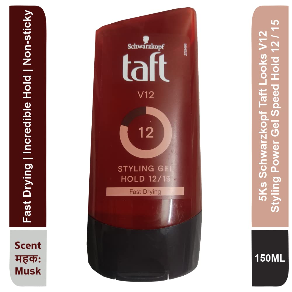 5Ks Taft Looks V12 Styling Power Gel – Fast Drying, Strong Hold, Musk 150 ml