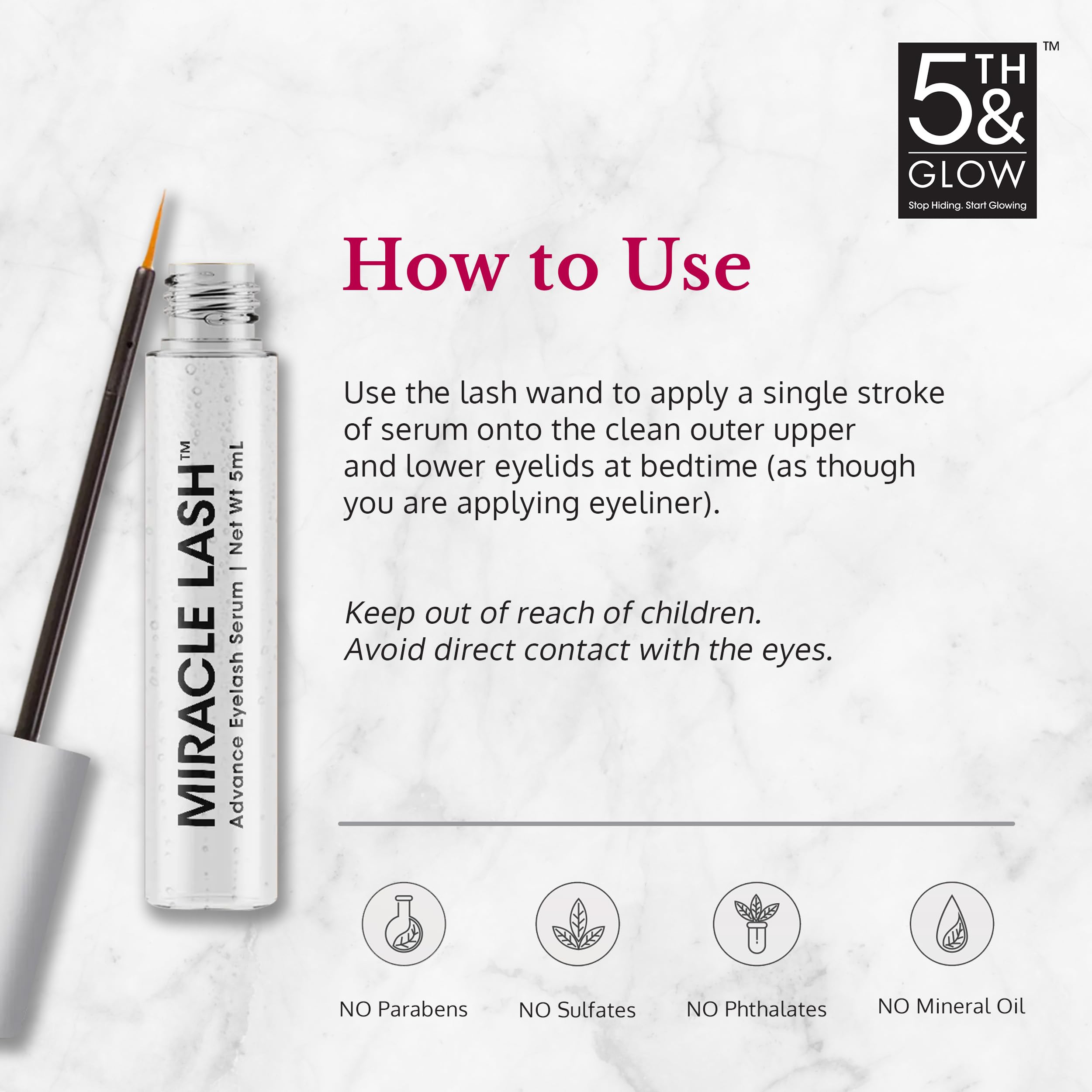 Miracle Lash Serum by 5th & Glow – Nourish, Hydrate & Strengthen Lashes