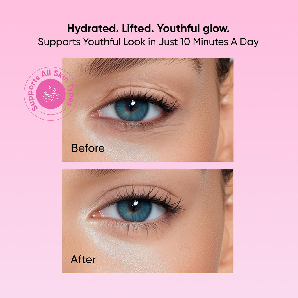 7DAYS Korean Eye Cream with Cooling Massager – Hyaluronic Acid, Brightening & Firming (0.6 oz)