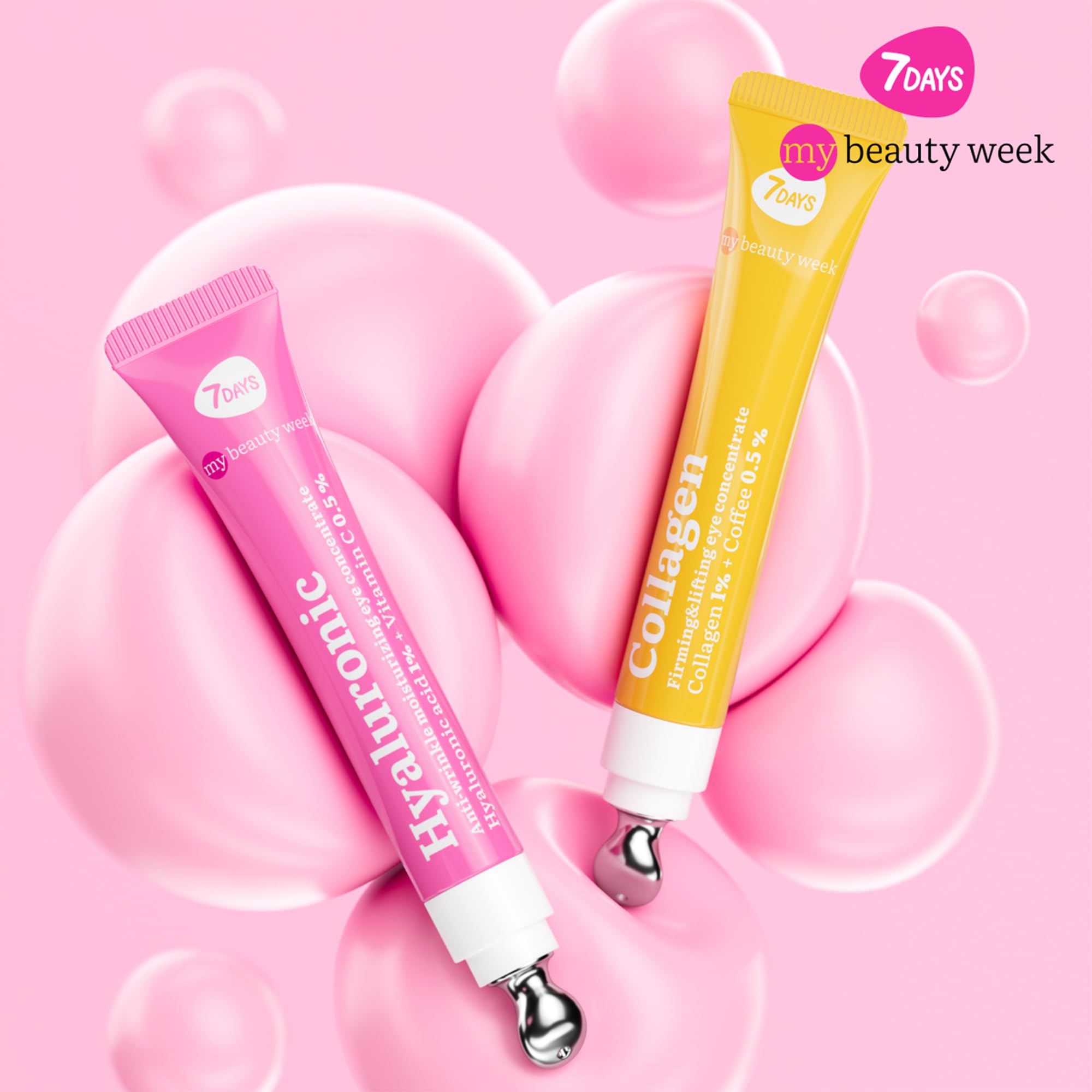7DAYS Korean Eye Cream with Cooling Massager – Hyaluronic Acid, Brightening & Firming (0.6 oz)
