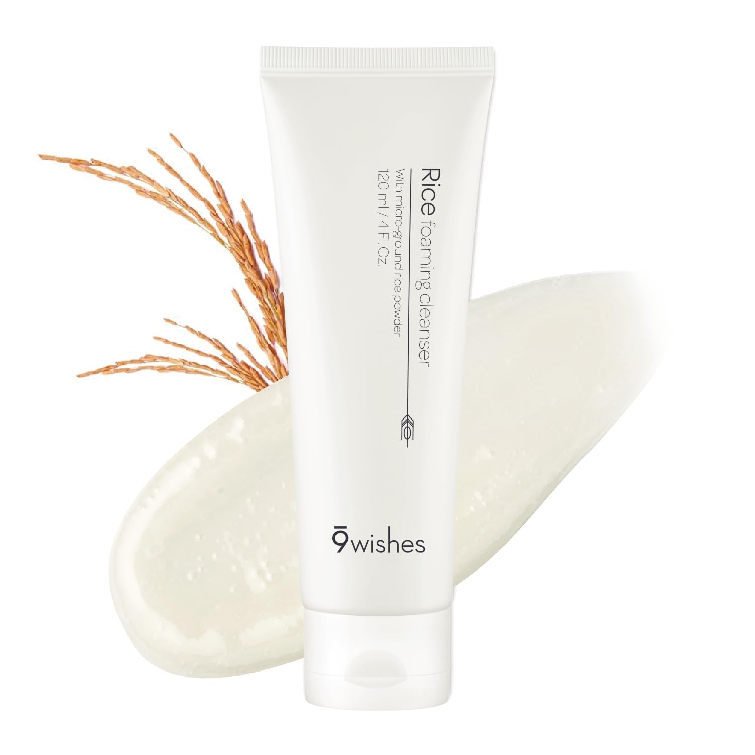 9 Wishes Rice Foaming Cleanser – Gentle Pore Refining Exfoliator with Real Rice Powder (4 fl oz)