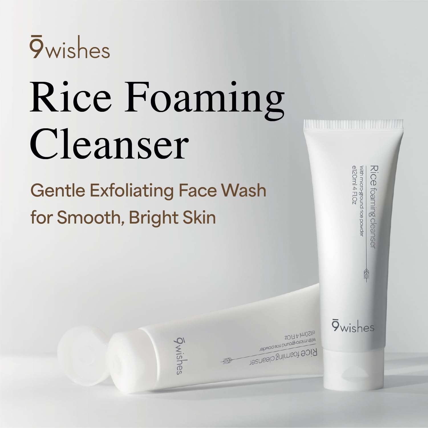 9 Wishes Rice Foaming Cleanser – Gentle Pore Refining Exfoliator with Real Rice Powder (4 fl oz)