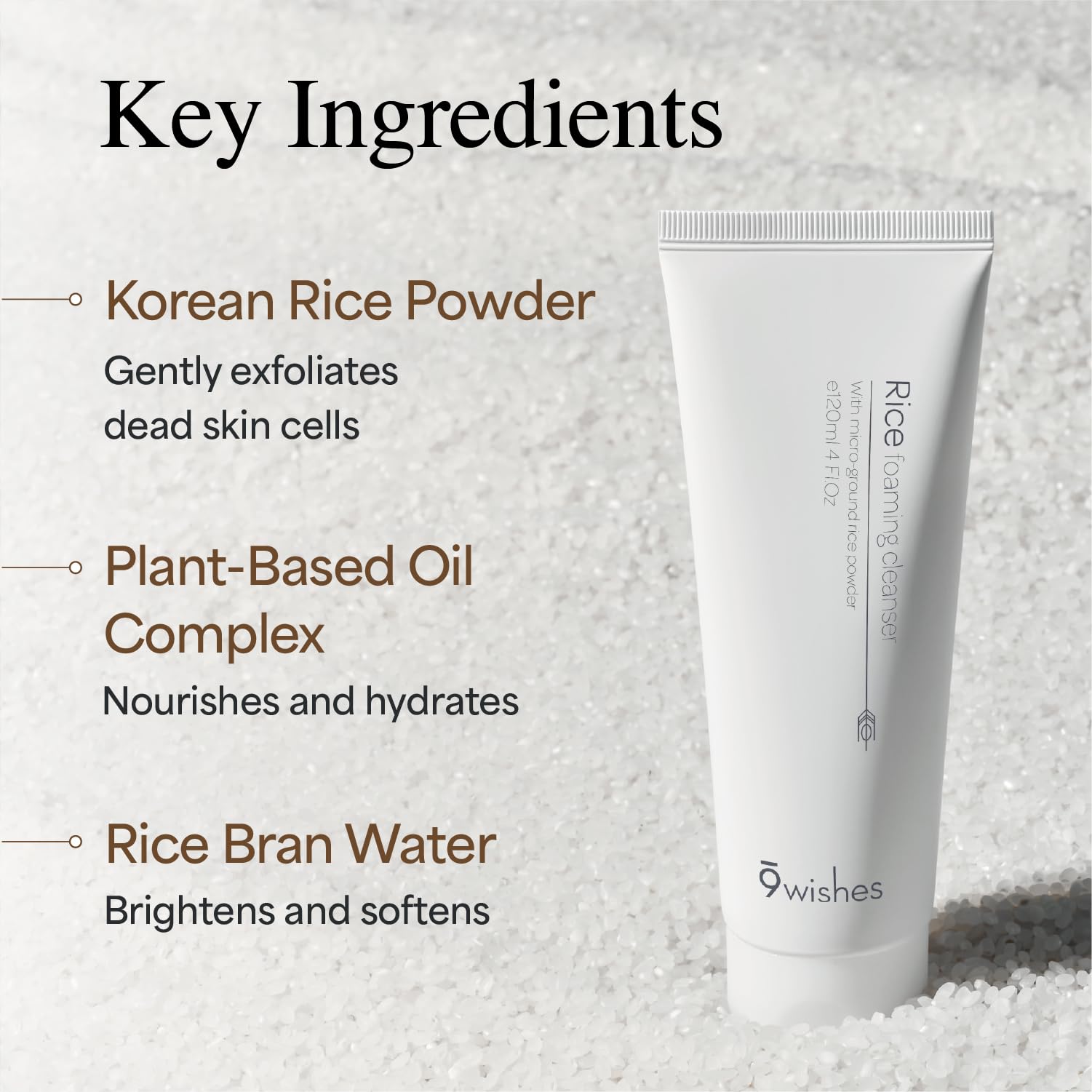 9 Wishes Rice Foaming Cleanser – Gentle Pore Refining Exfoliator with Real Rice Powder (4 fl oz)