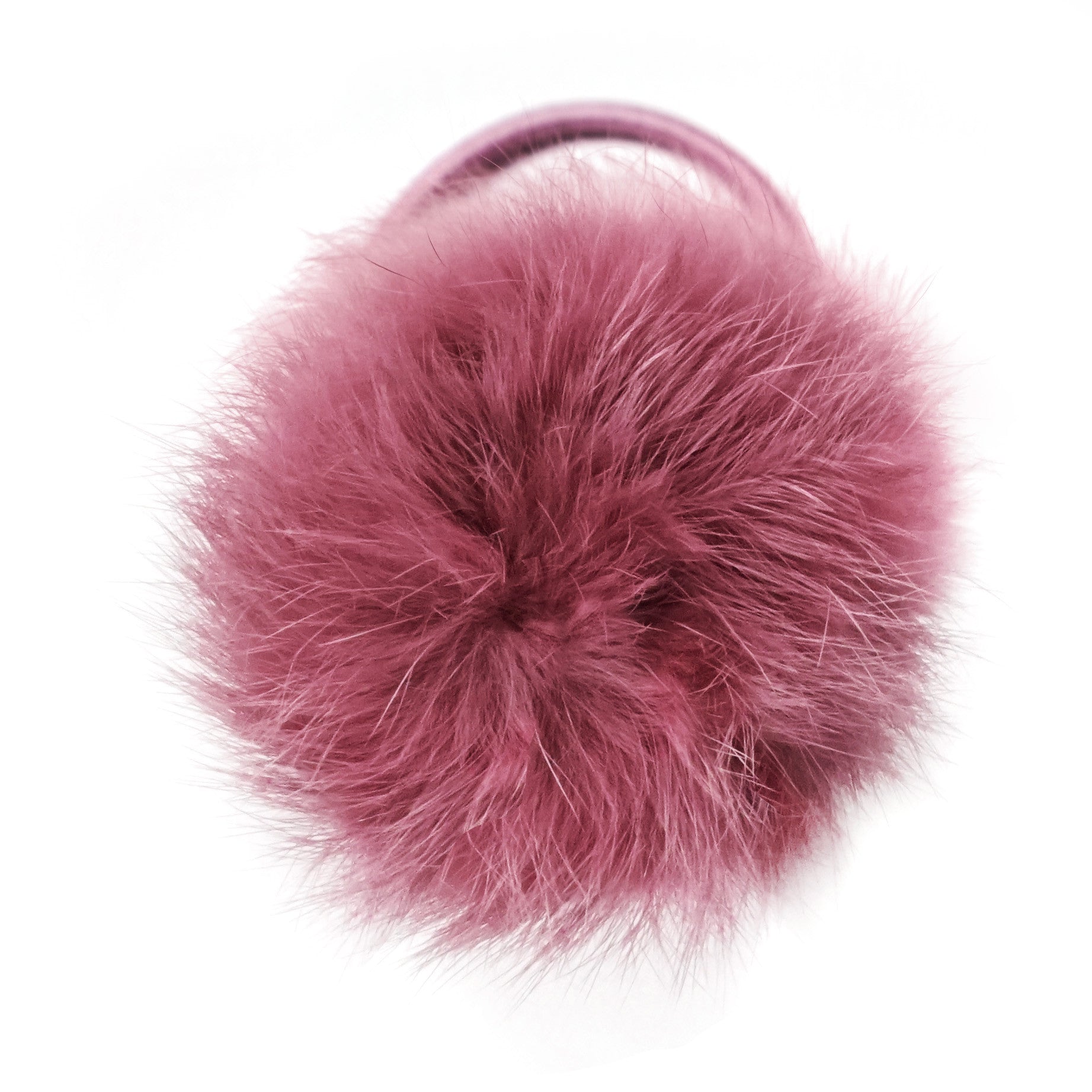 Large Dusty Coral Pom Pom Hair Elastic
