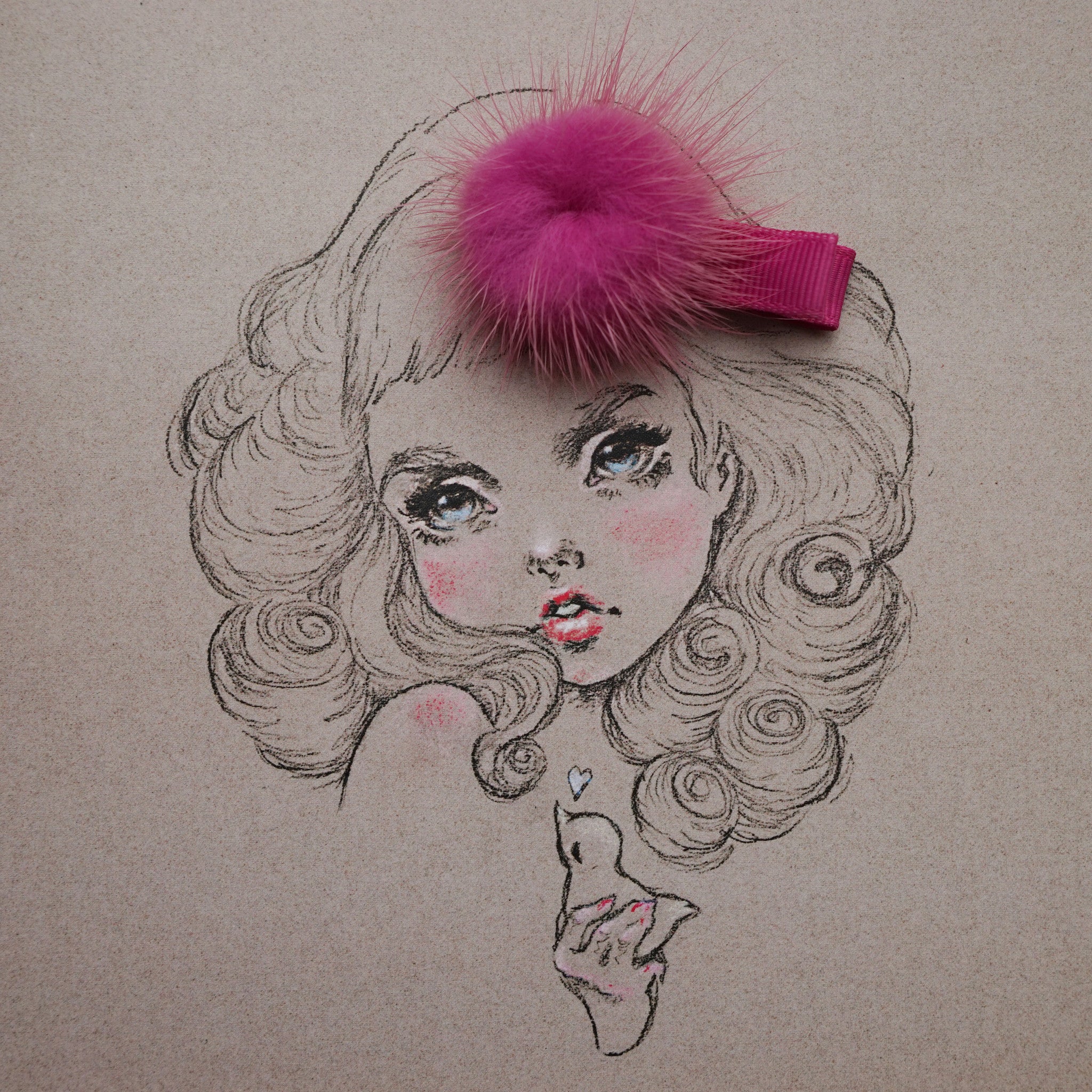 Raspberry Rose Pom Pom Greeting Card