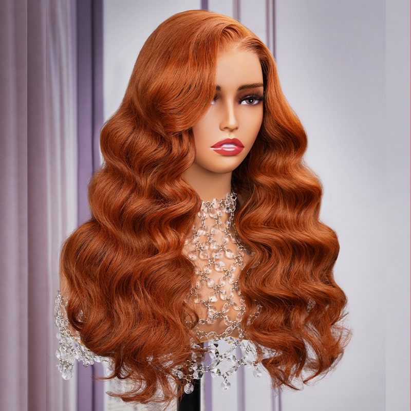 6x5 Wear Go #30 Copper Ginger Loose Body Wave Light Auburn 3D DOME Cap Wear Go C Part Glueless Mini Knots Pre-plucked Hair Pre-cut Lace Wig