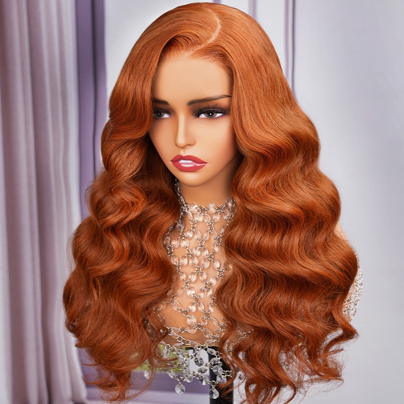 6x5 Wear Go #30 Copper Ginger Loose Body Wave Light Auburn 3D DOME Cap Wear Go C Part Glueless Mini Knots Pre-plucked Hair Pre-cut Lace Wig