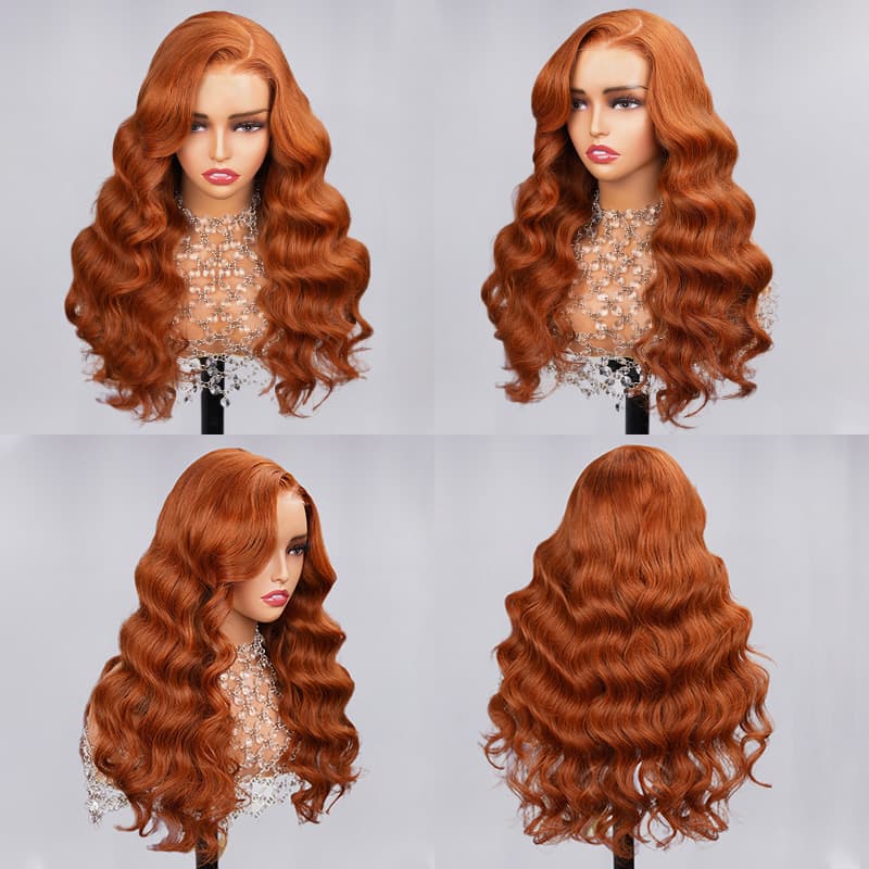 6x5 Wear Go #30 Copper Ginger Loose Body Wave Light Auburn 3D DOME Cap Wear Go C Part Glueless Mini Knots Pre-plucked Hair Pre-cut Lace Wig