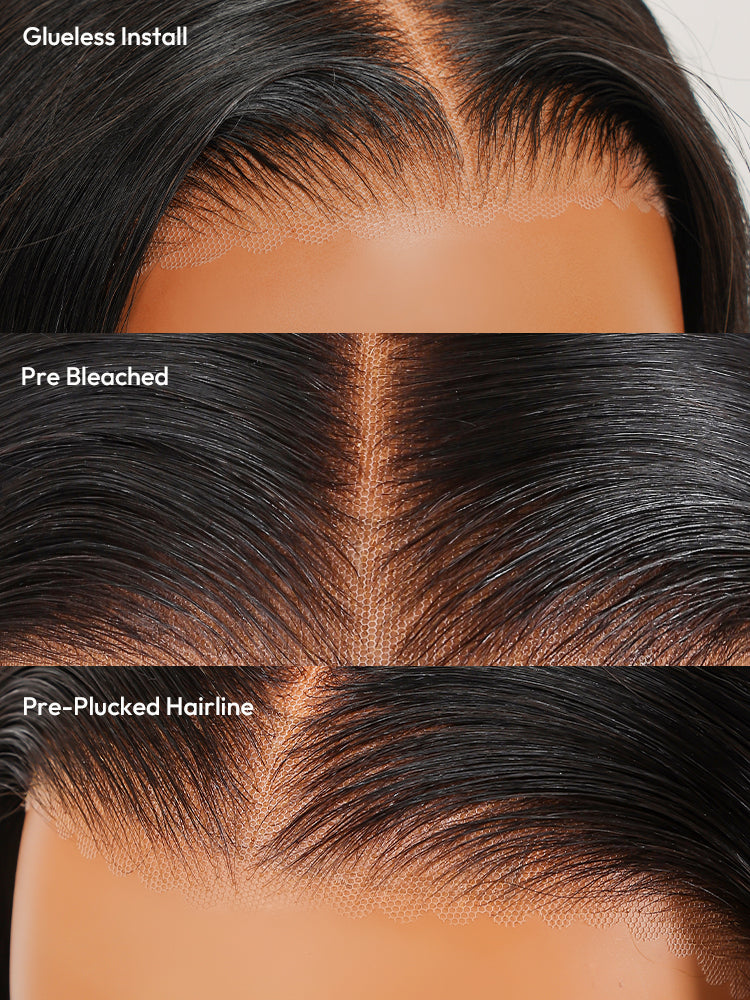 Glueless Ready To Go Wigs Body Wave Pre-Cut HD Undetectable Lace Pre-Bleached Closure