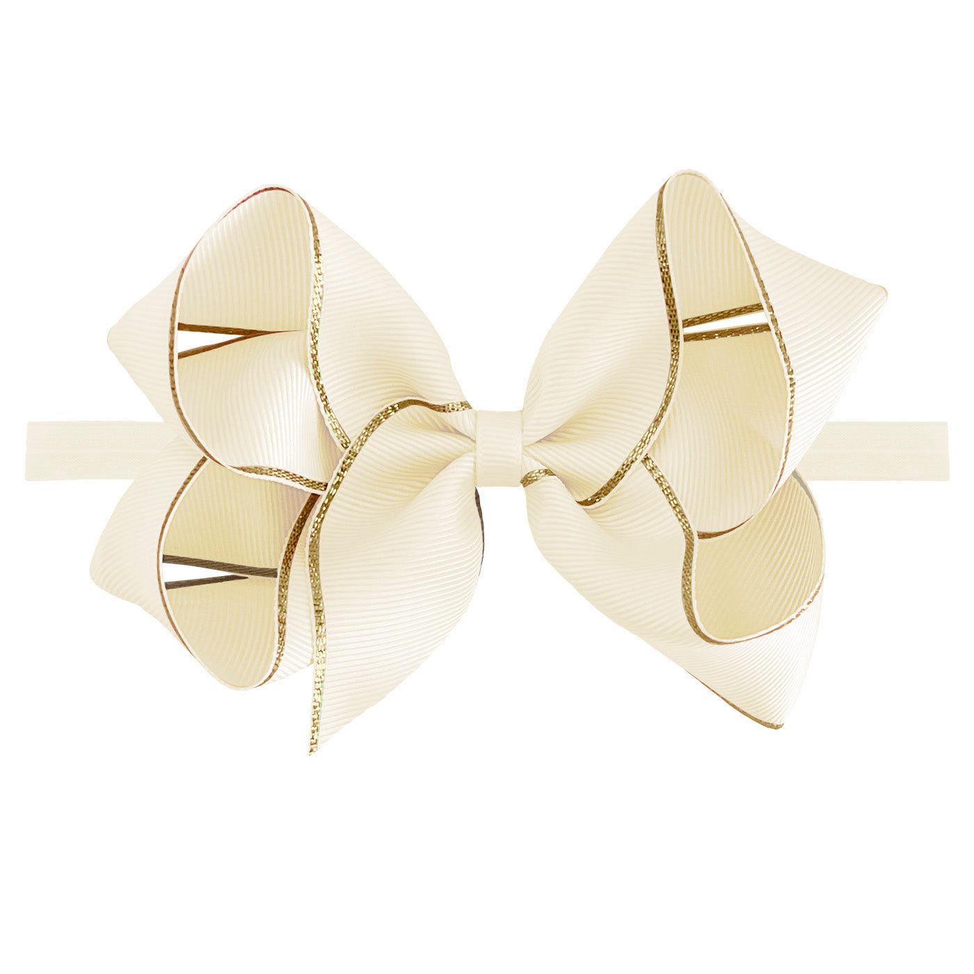 Large Ivory Gold Edge Baby Headband