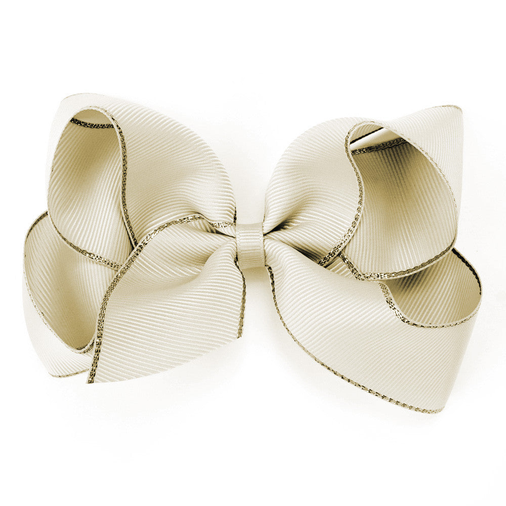 Large Ivory Gold Edge Hair Clip