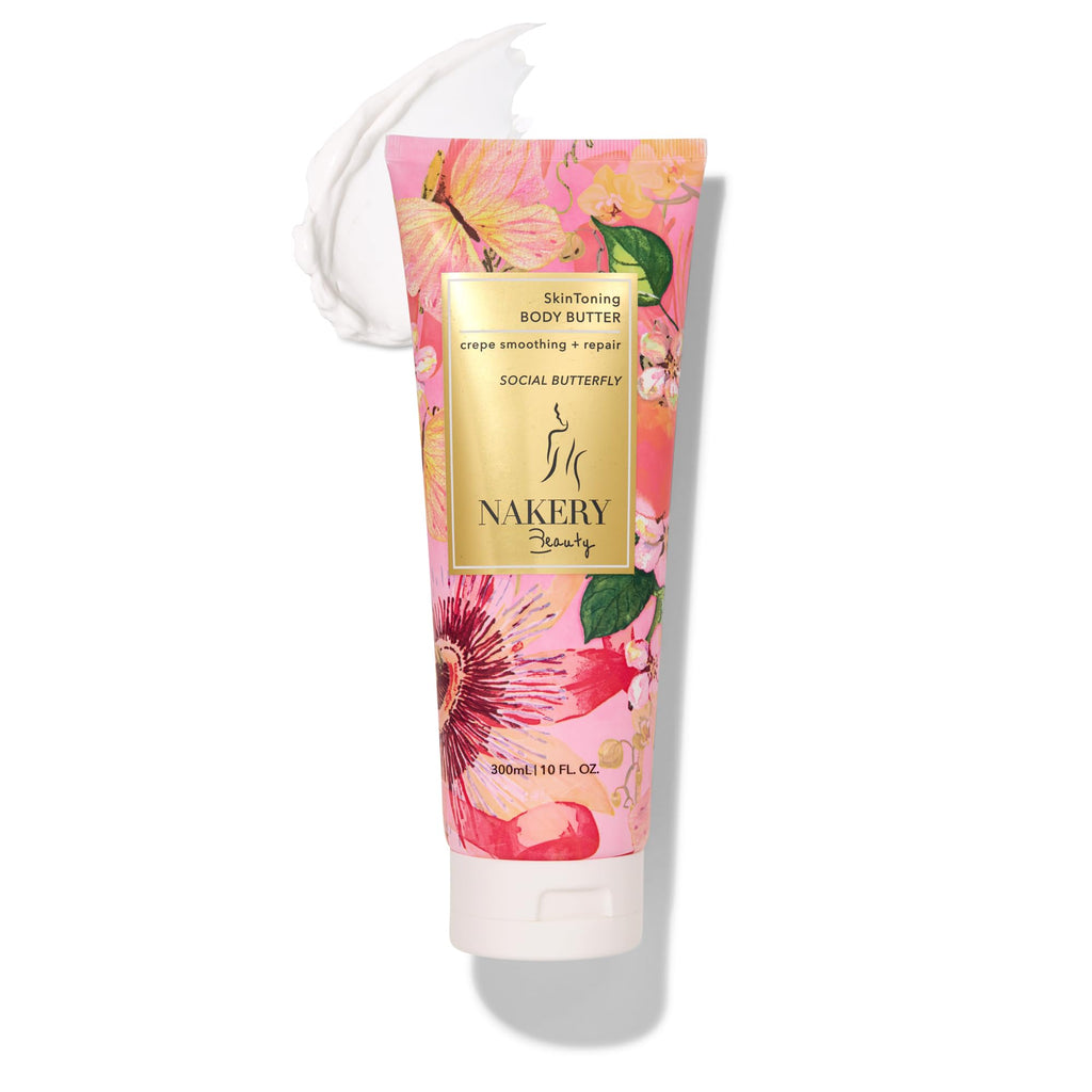 Nakery Body Butter Anti-Aging Moisturizer – Skin Tightening & Neck Firming Cream for Dry Skin, 300ml (Social Butterfly)