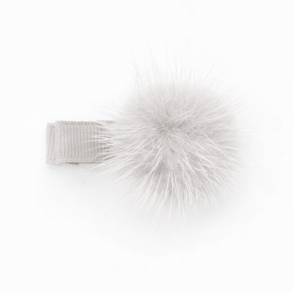 Off White Pom Pom Hair Clip