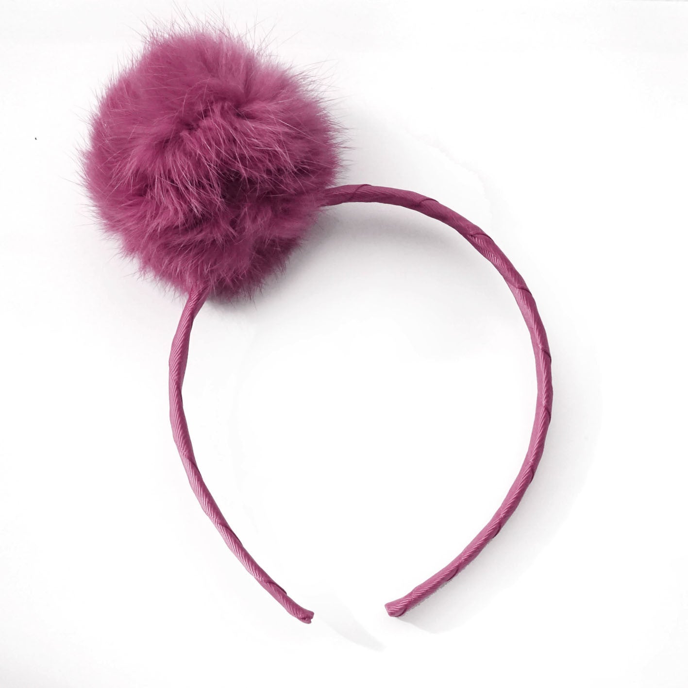 Large Raspberry Rose Pom Pom Alice Band