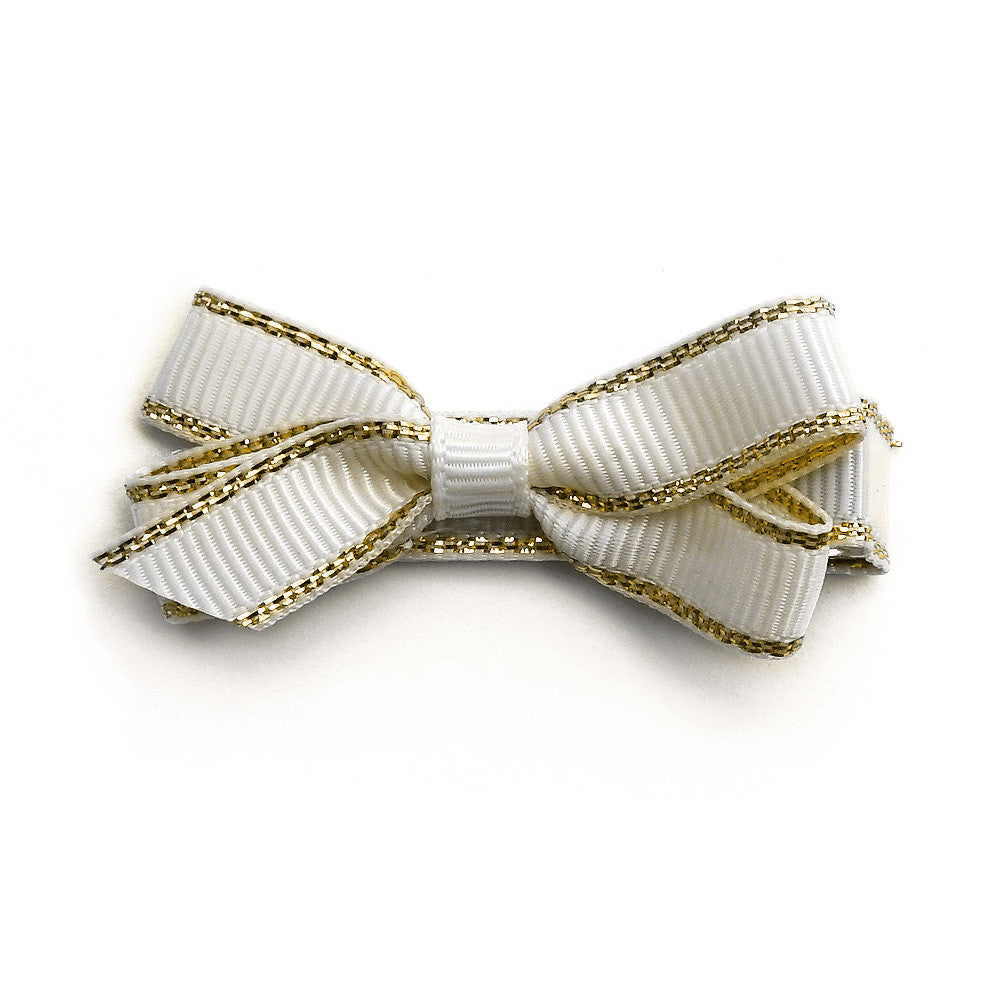Small Ivory Gold Edge Hair Clip
