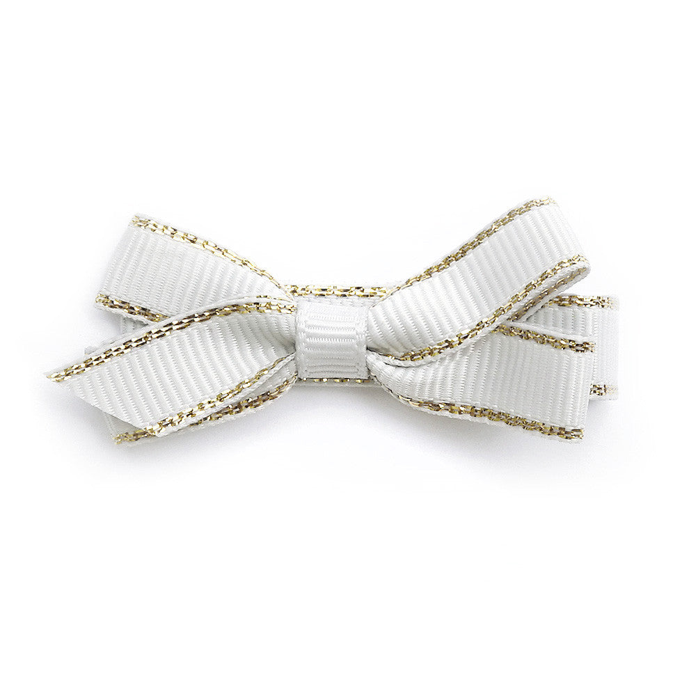 Small Off White Gold Edge Hair Clip