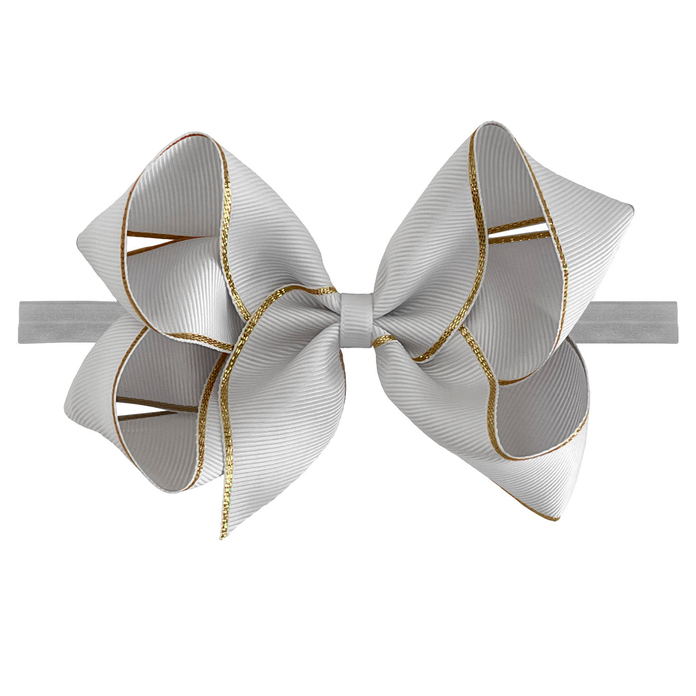Large Shell Grey Gold Edge Baby Headband