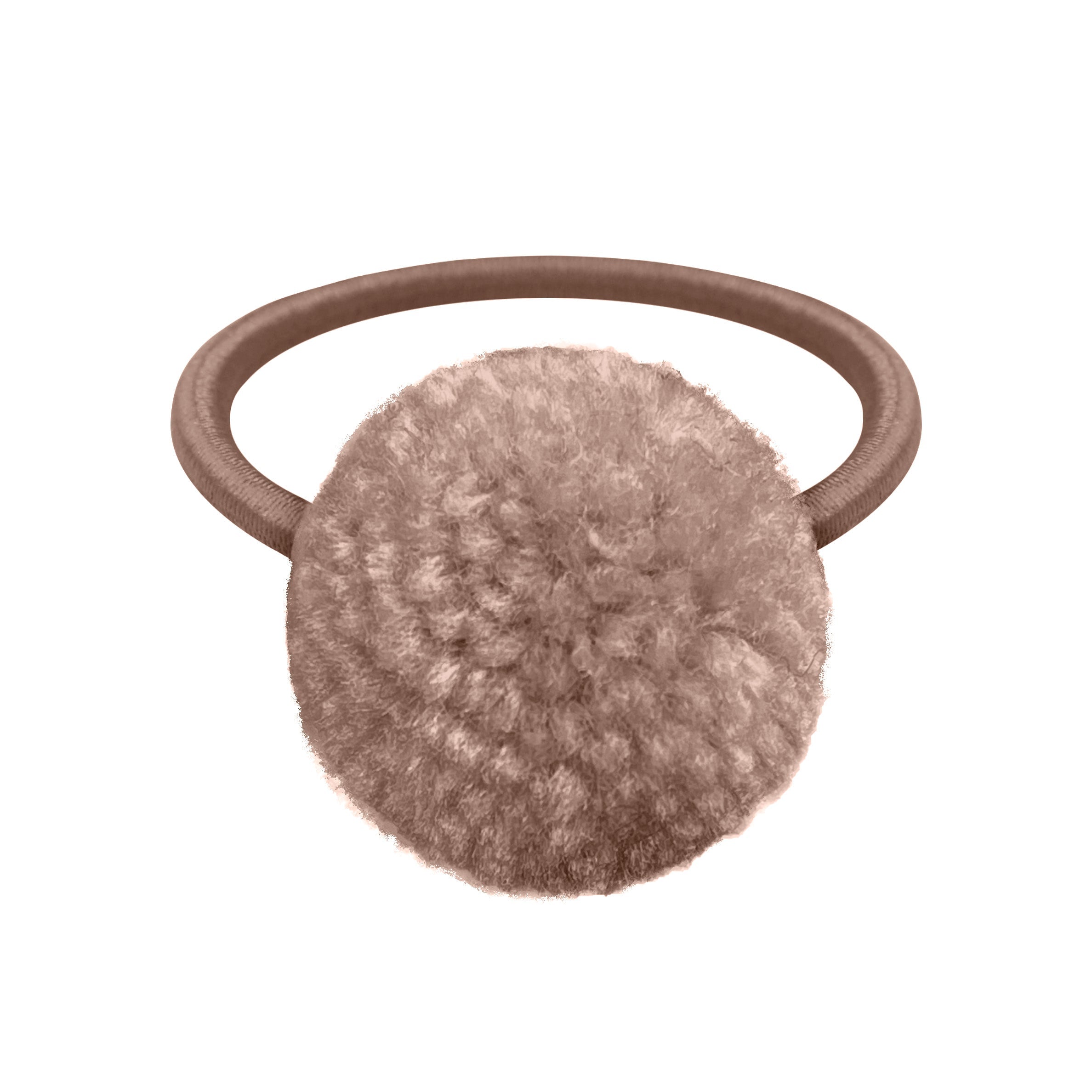 Antique Mauve Wool Pom Pom Hair Elastic