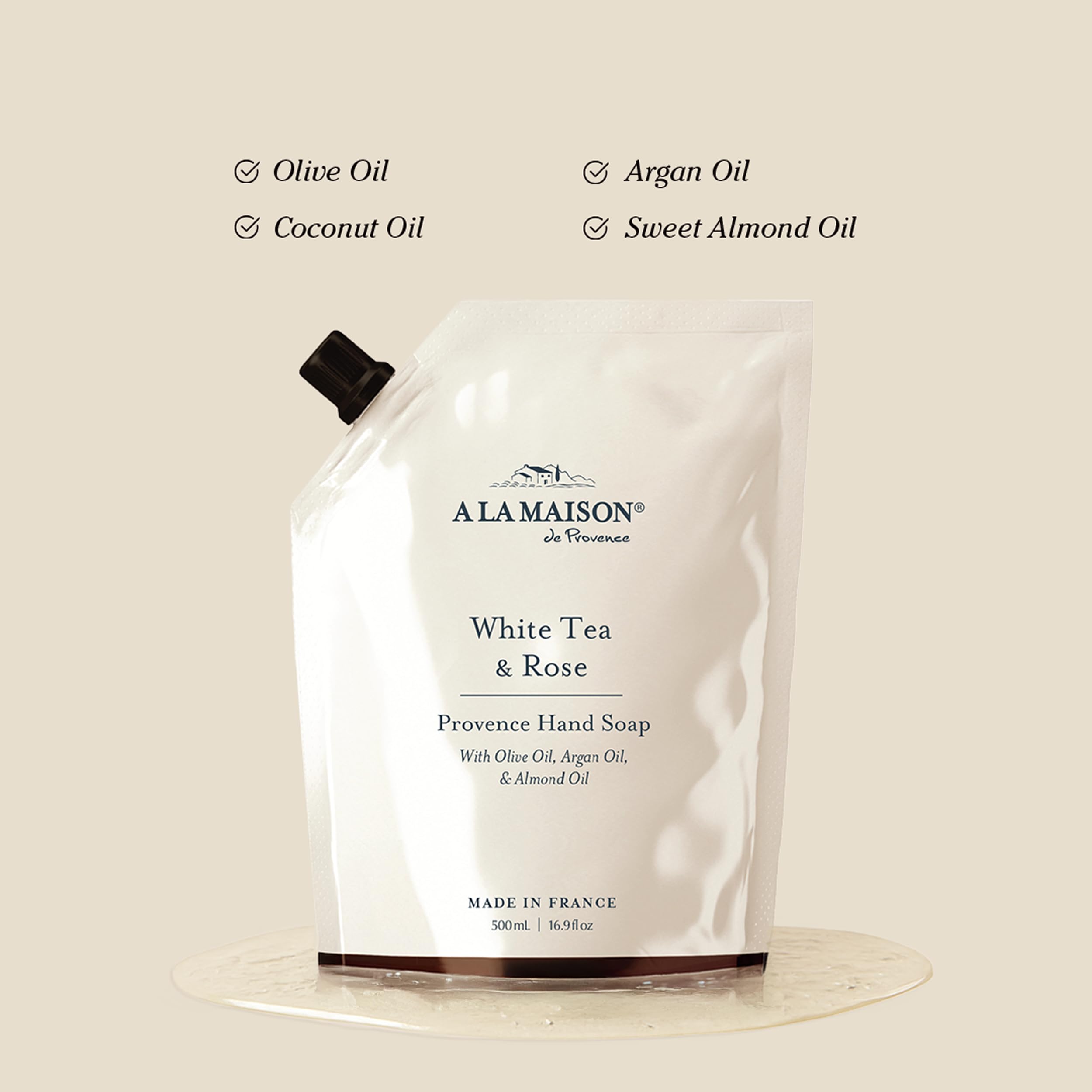 A LA MAISON Hand Soap Refill Pouch – White Tea & Rose | Eco-Friendly & Made in France