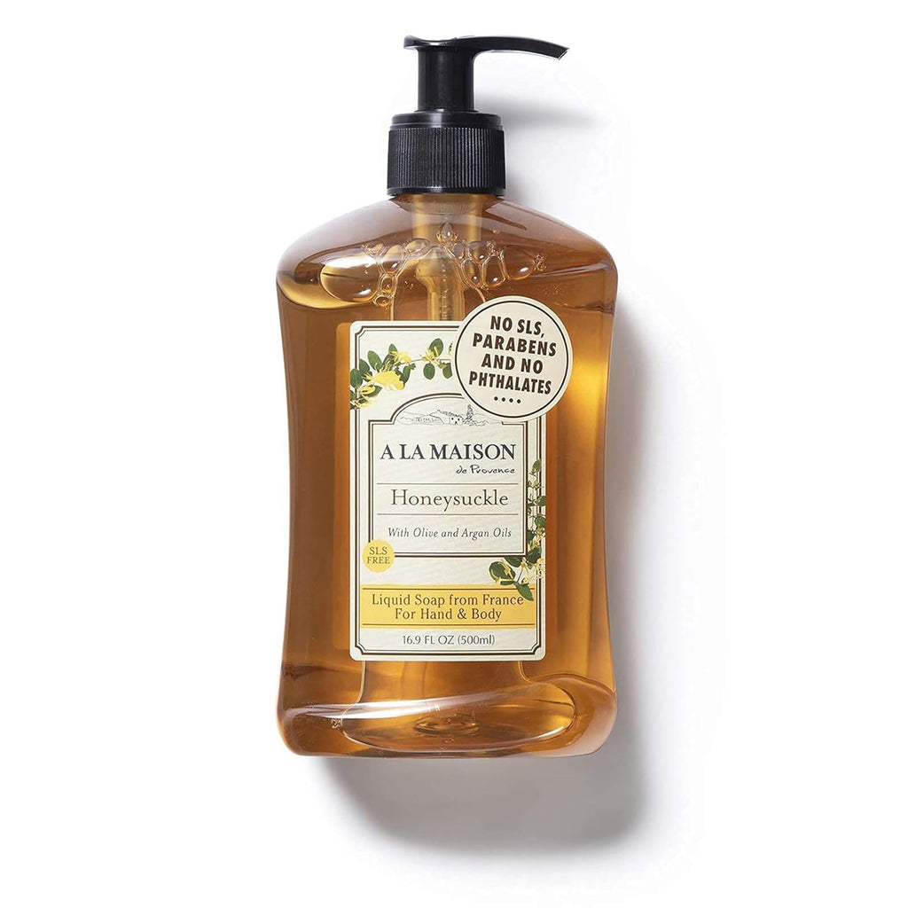 A LA MAISON Honeysuckle French Liquid Hand Soap – 16.9 oz (6-Pack) – Plant-Based, Vegan, Cruelty-Free