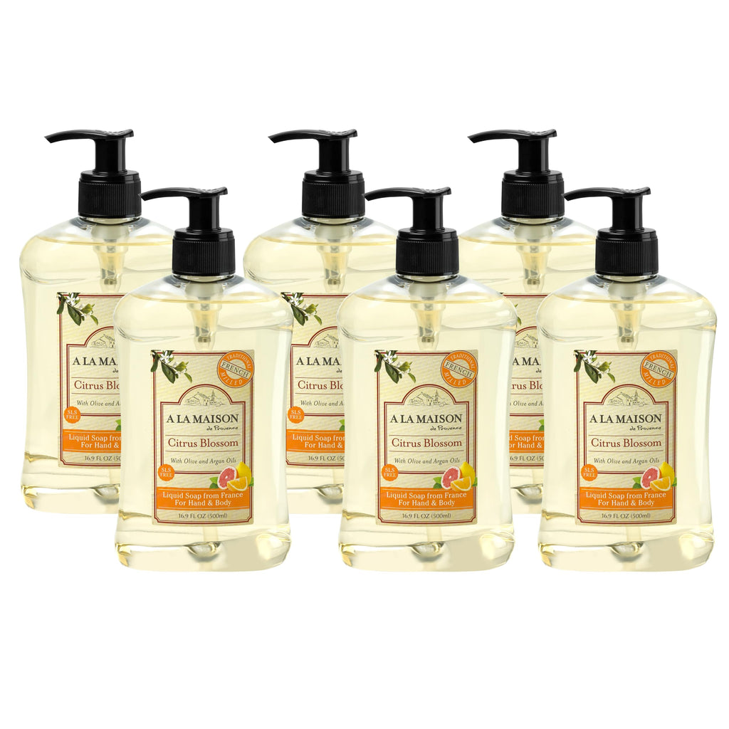A LA MAISON French Citrus Blossom Hand Soap – Plant-Based, Vegan & Biodegradable (6 x 16.9 oz)